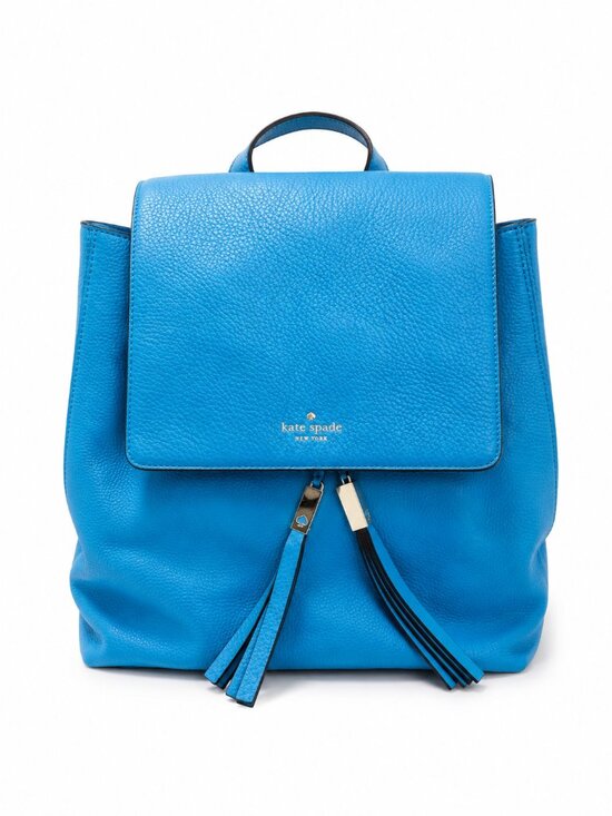 Kate Spade New York Blue Pebbled Leather Tassel Drawstring Backpack WKRU5521 main image 4